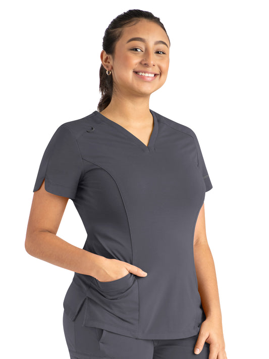 Women's Two-Pocket Tulip-Neck Top