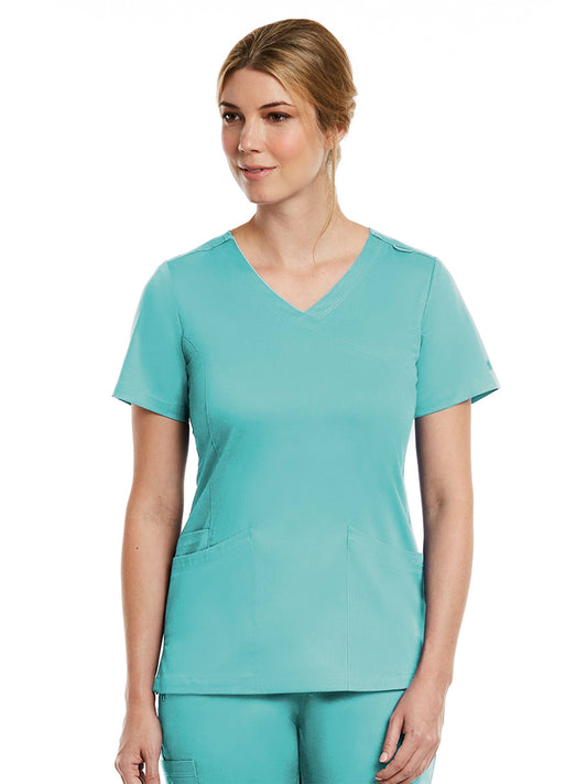 Women's Three-Pocket Curved Mock Wrap Top