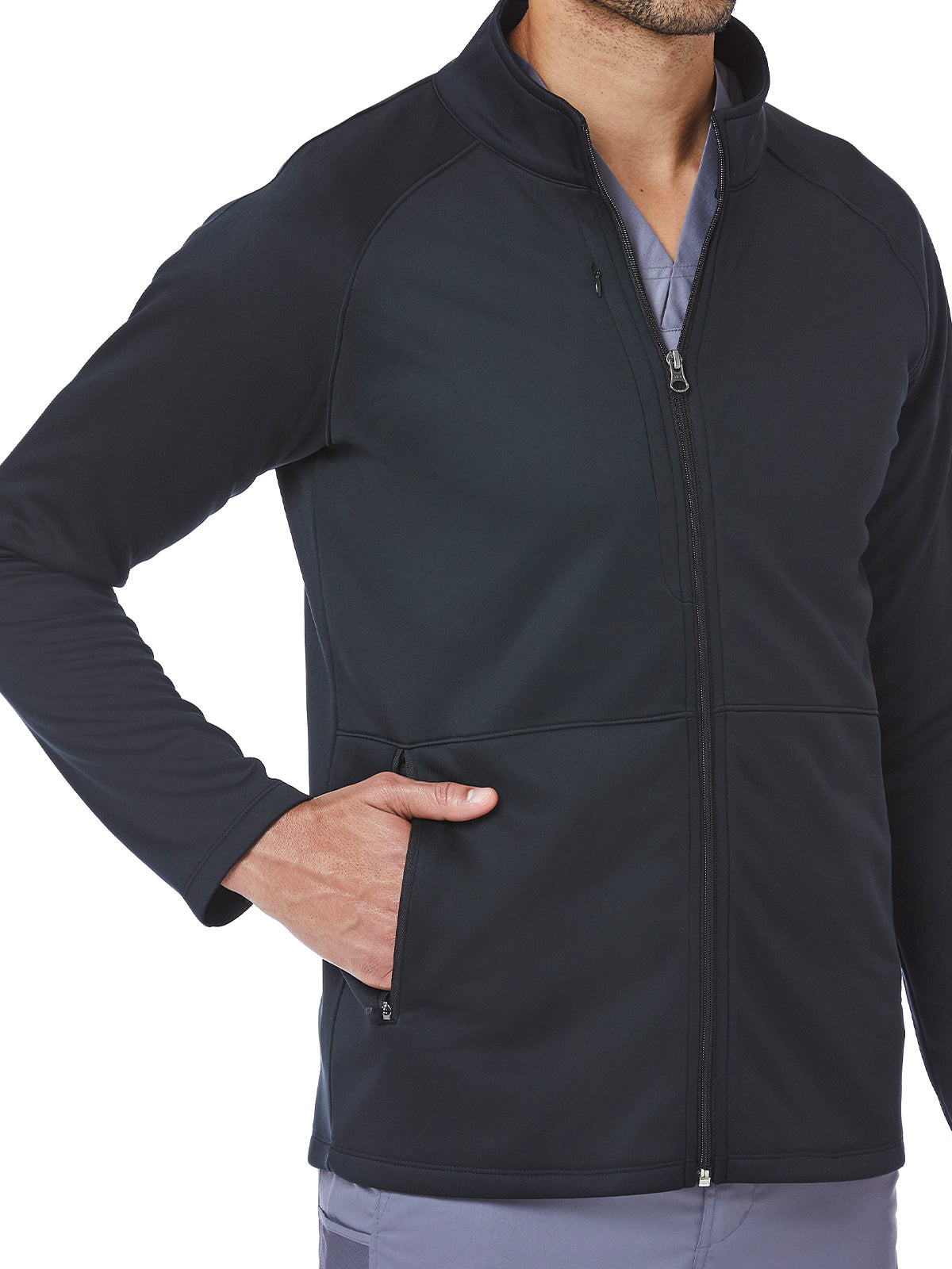 Men's Three-Pocket Bonded Fleece Scrub Jacket