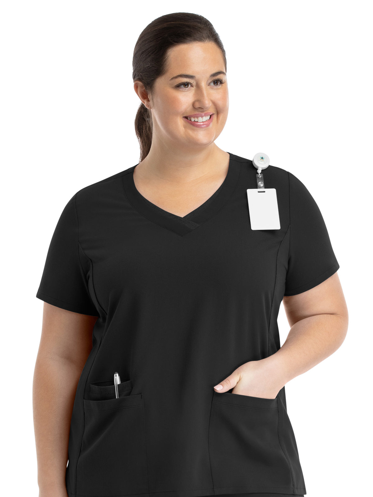 Women's Layered Three-Pocket V-Neck Scrub Top