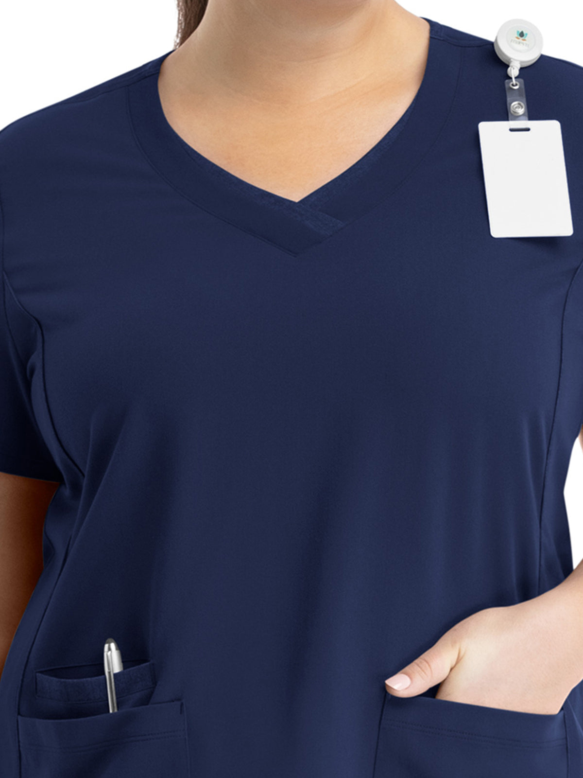 Women's Layered Three-Pocket V-Neck Scrub Top