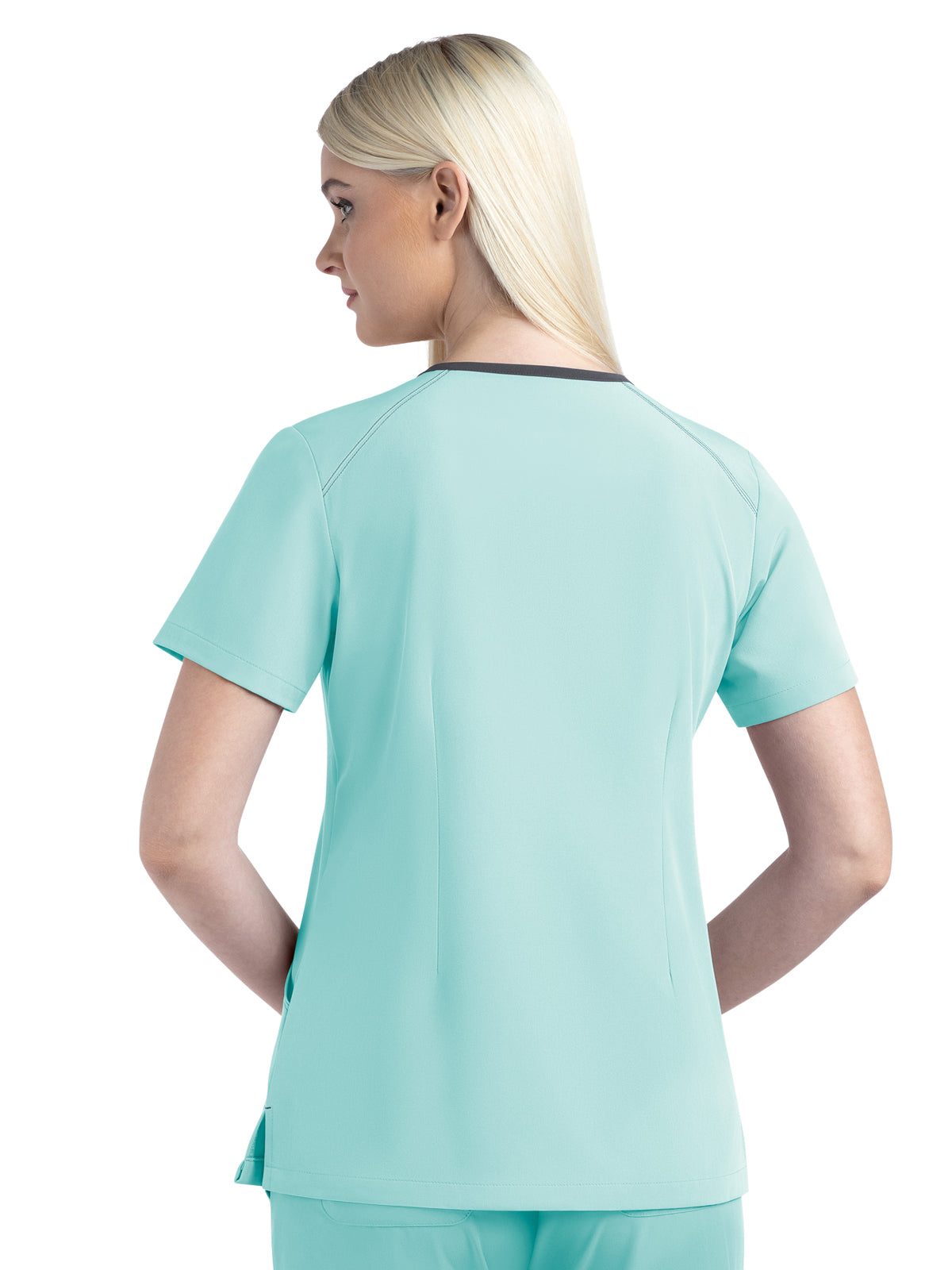 Women's Three-Pocket Contrast Stitching V-Neck Top