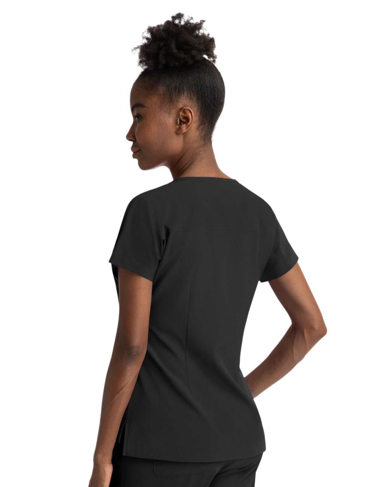 Women's Three-Pocket Notched Neck Dolman Top