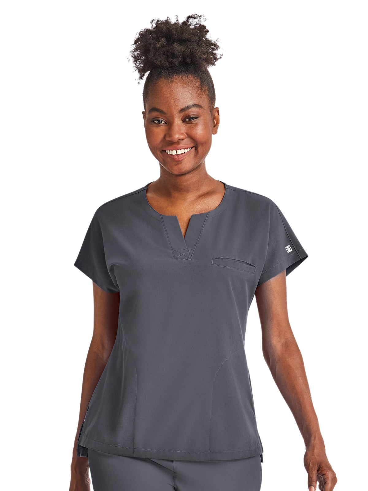 Women's Three-Pocket Notched Neck Dolman Top