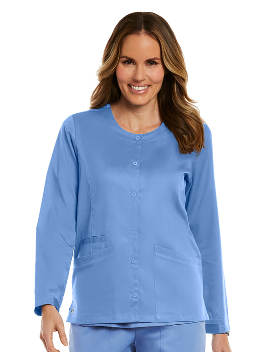 Women's Three-Pocket Round Neck Scrub Jacket