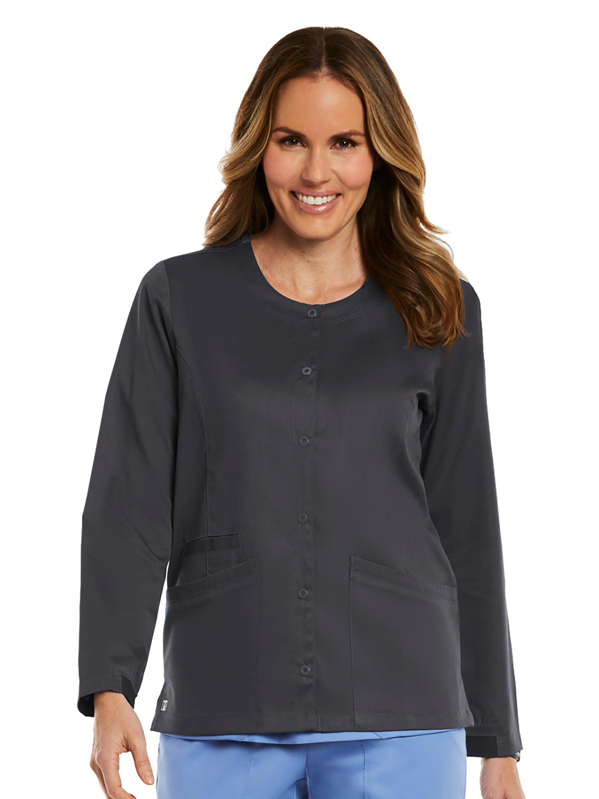 Women's Three-Pocket Round Neck Scrub Jacket