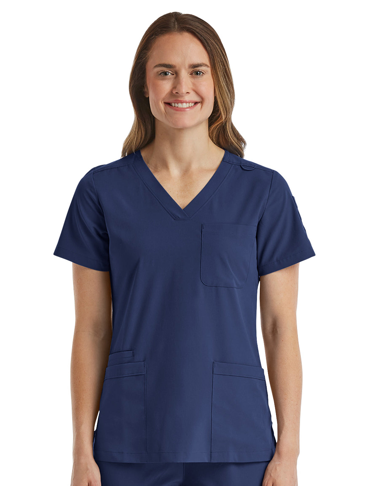 Women's Fitted Six-Pocket V-Neck Scrub Top