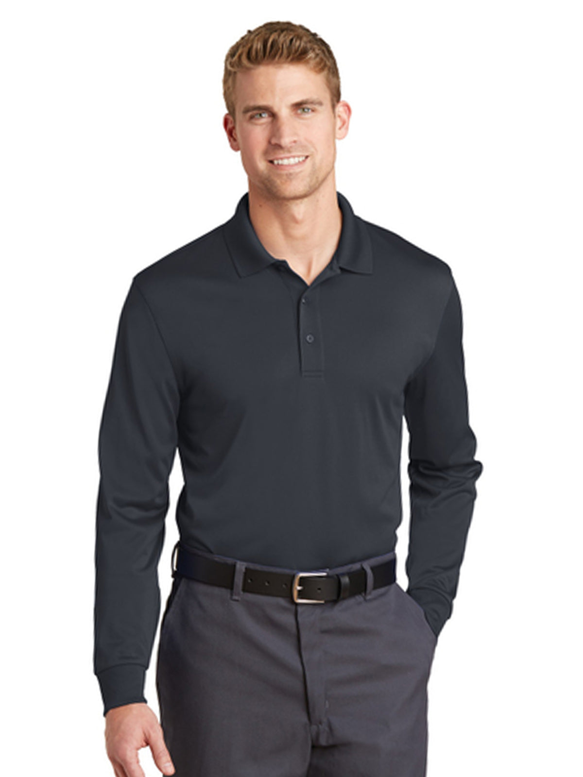 Men's Pocketless Long Sleeve Polo