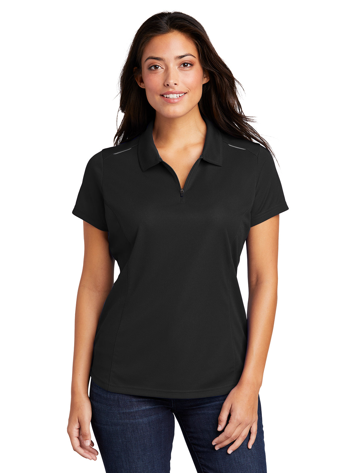 Women's Pinpoint Mesh Zip Polo Shirt