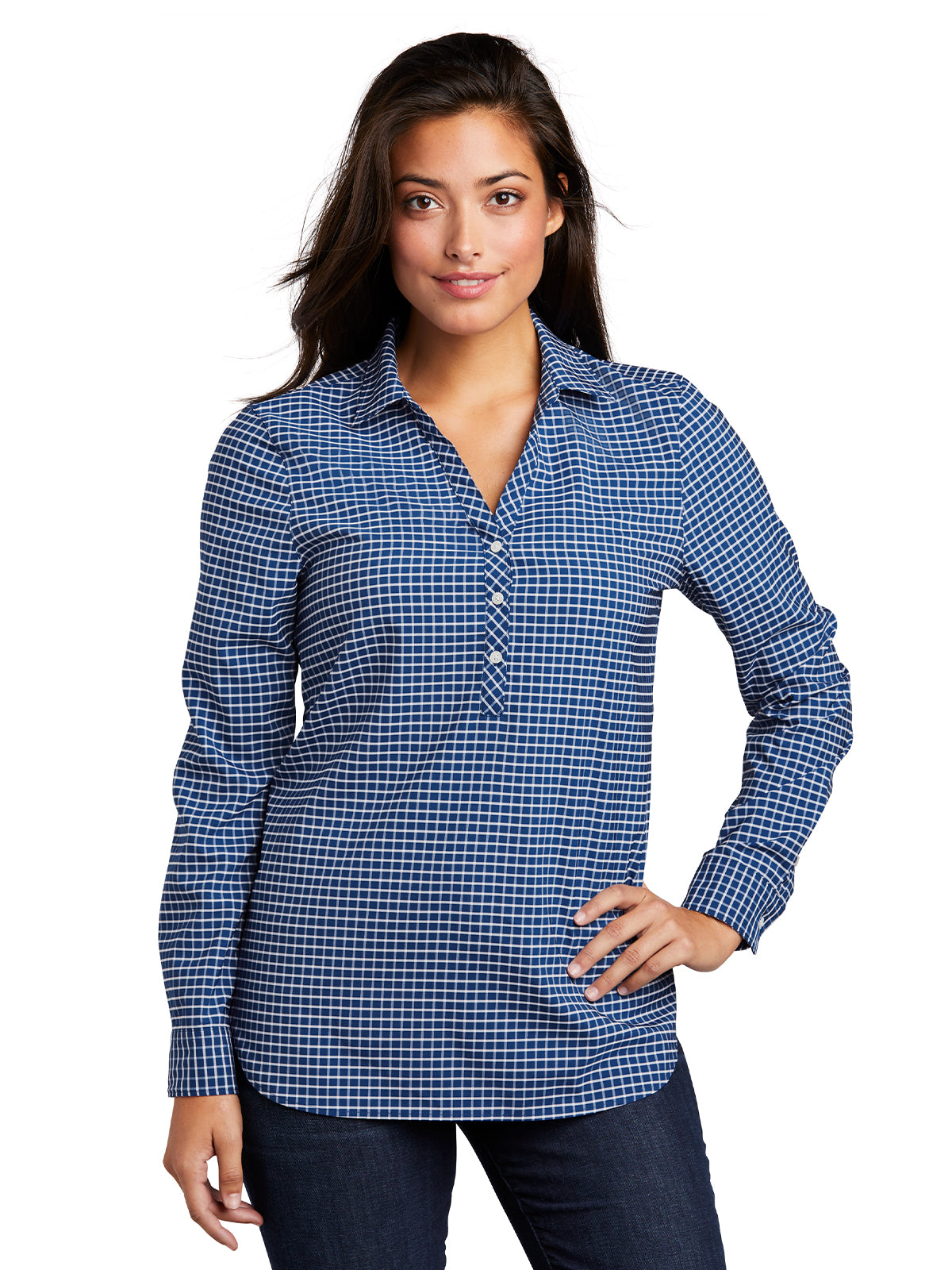 Women's 3 Button V-Neck Stretch Tunic