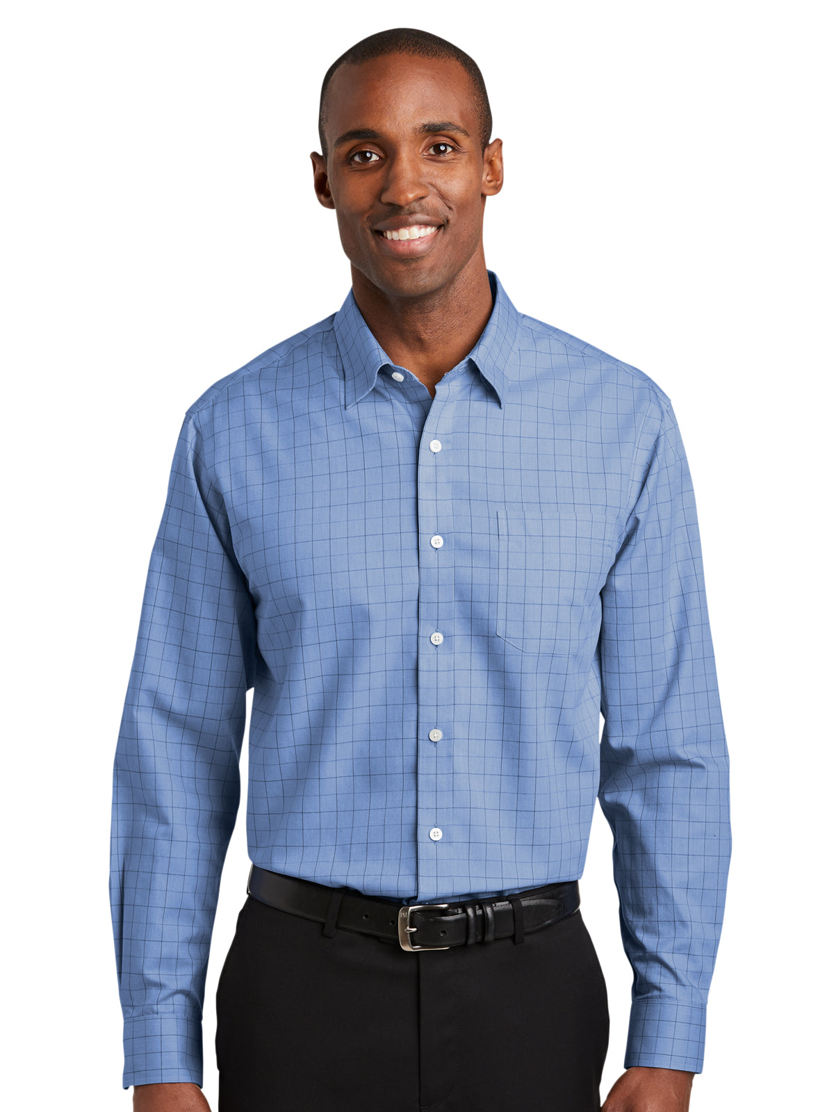 Men's Windowpane Plaid Non-Iron Shirt