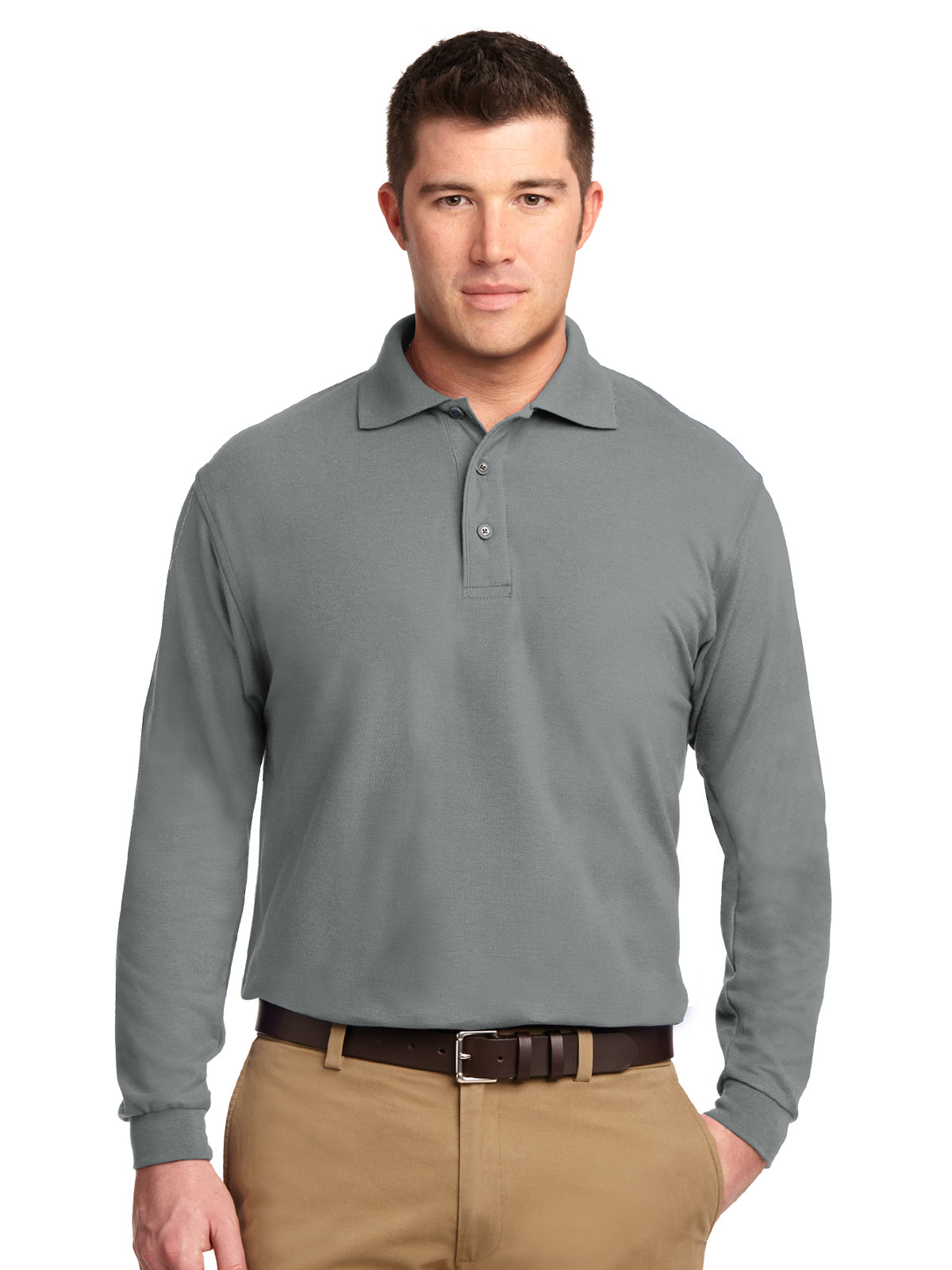 Men's Tall Silk Touch Long Sleeve Polo Shirt