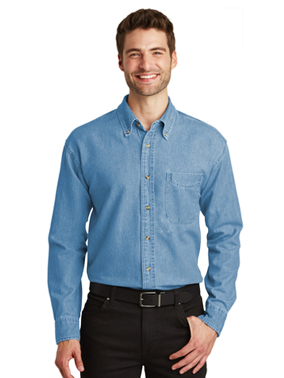 Men's Tall Long Sleeve Denim Shirt