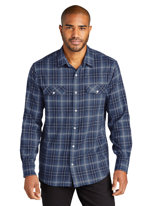 Men's Long Sleeve Ombre Plaid Shirt