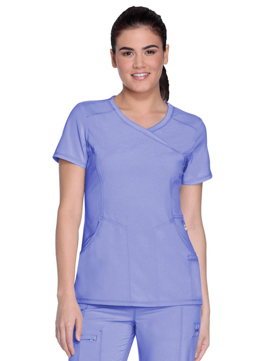 Women's 4-Pocket Mock Wrap Scrub Top