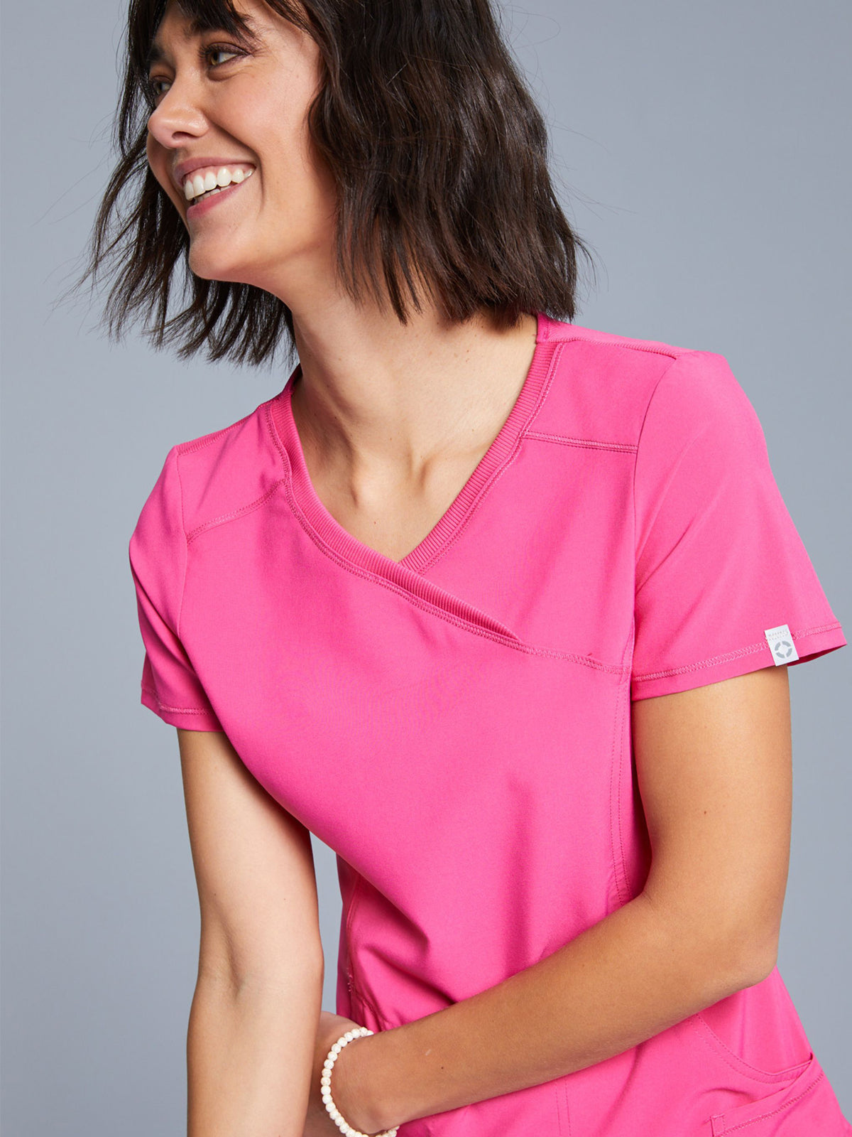 Women's 4-Pocket Mock Wrap Scrub Top