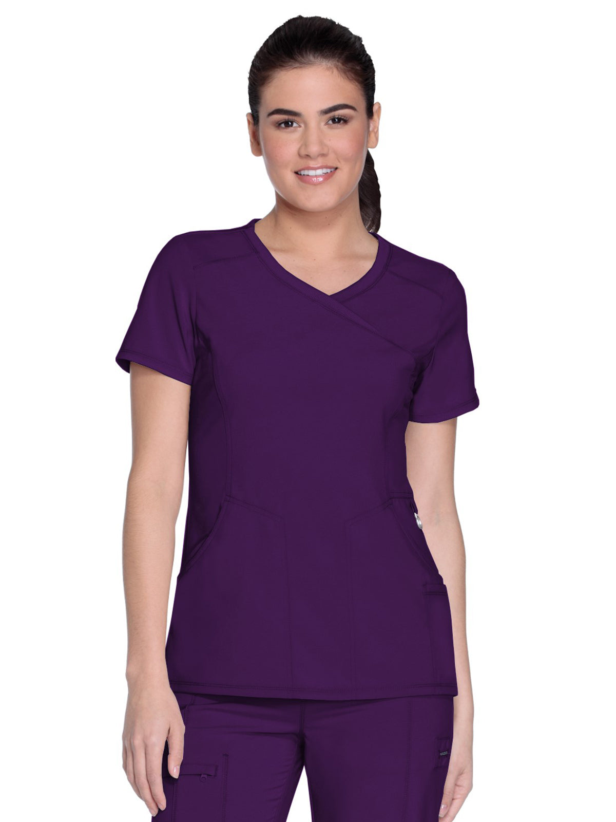 Women's 4-Pocket Mock Wrap Scrub Top