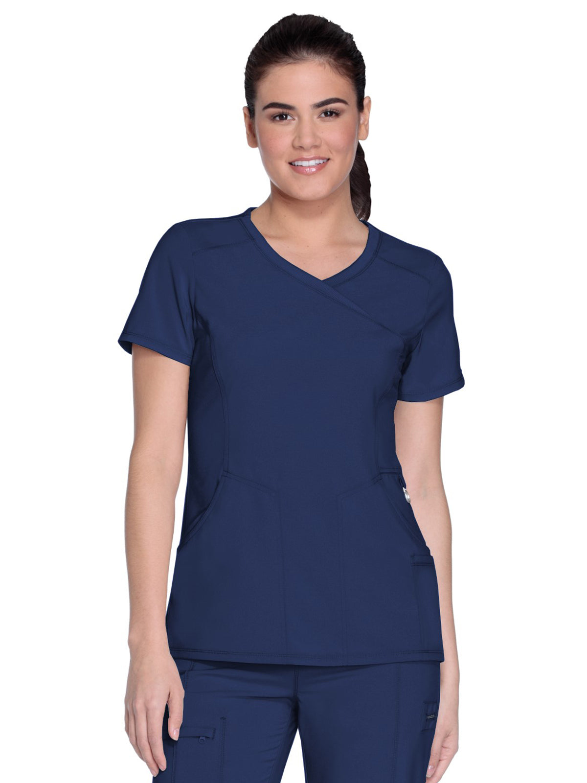 Women's 4-Pocket Mock Wrap Scrub Top