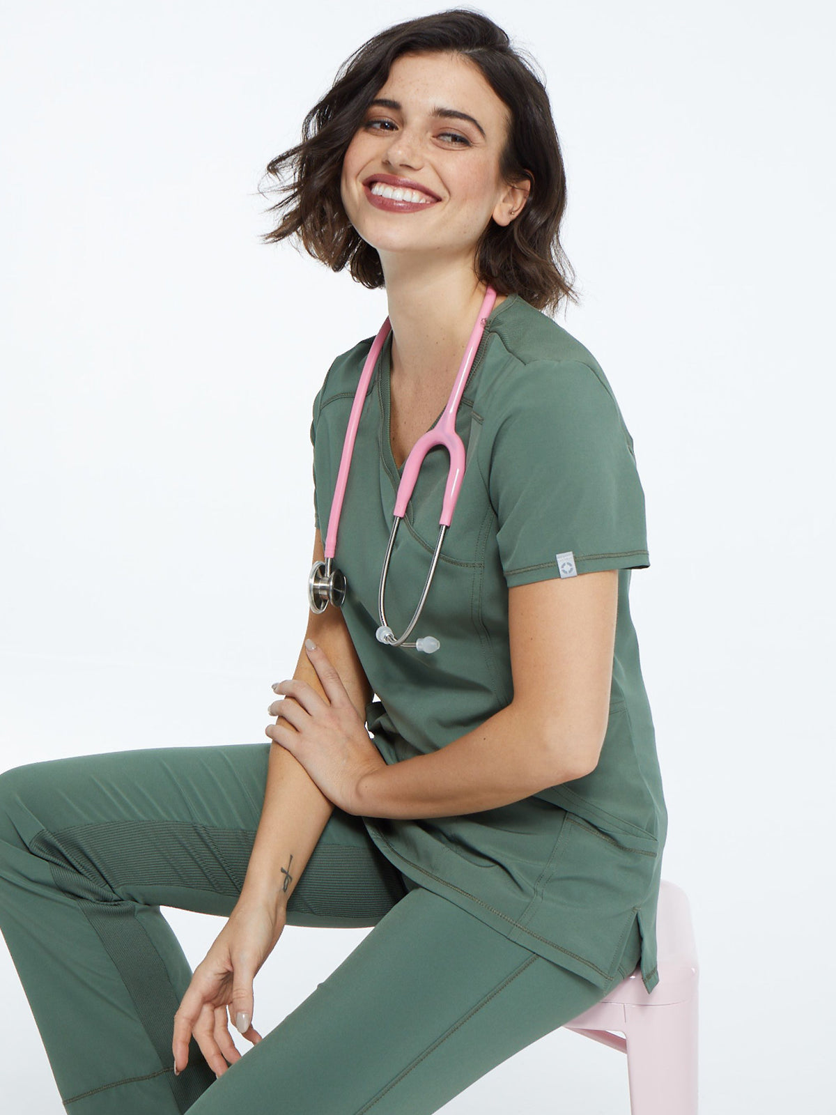 Women's 4-Pocket Mock Wrap Scrub Top