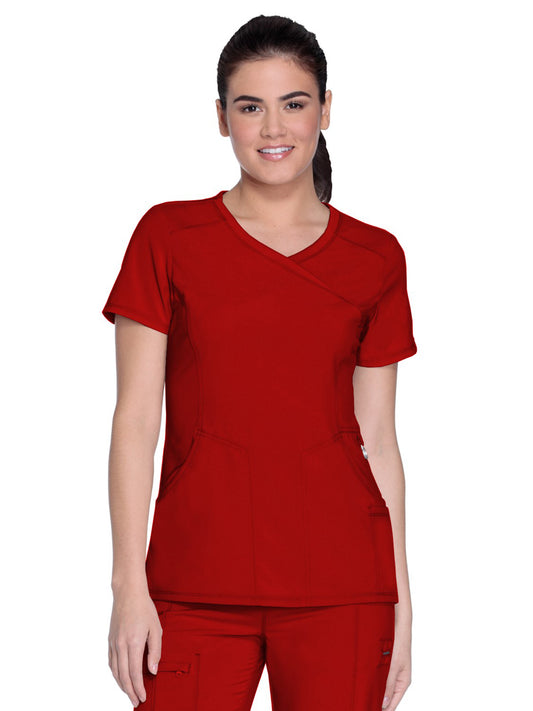 Women's 4-Pocket Mock Wrap Scrub Top