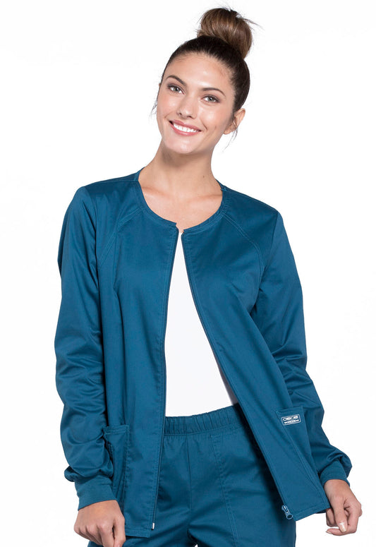 Women's 3-Pocket Zip Front Scrub Jacket