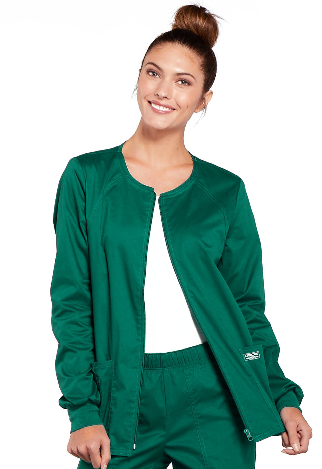 Women's 3-Pocket Zip Front Scrub Jacket