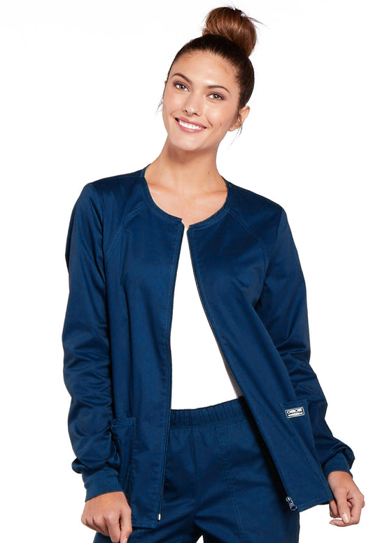 Women's 3-Pocket Zip Front Scrub Jacket