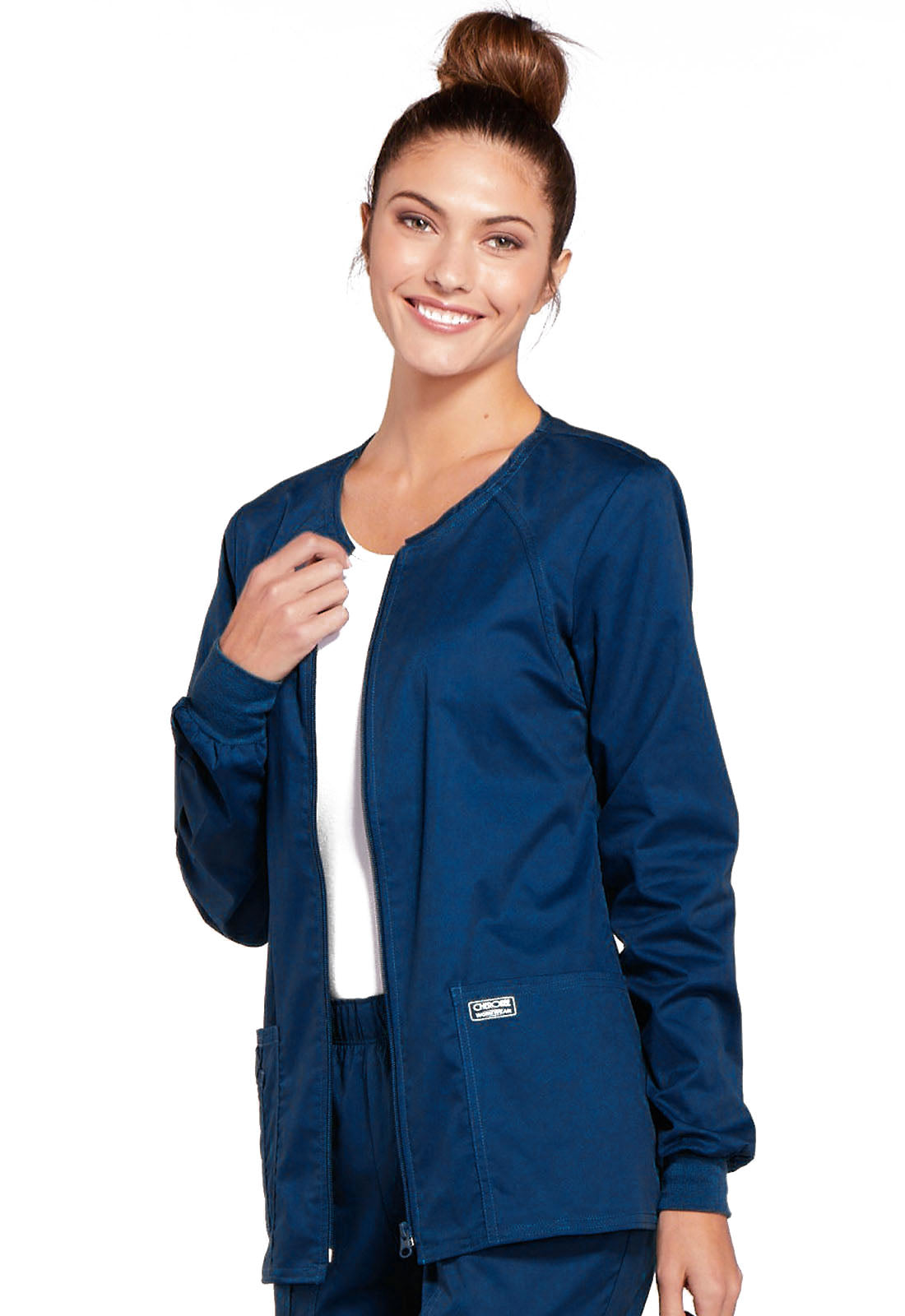 Women's 3-Pocket Zip Front Scrub Jacket