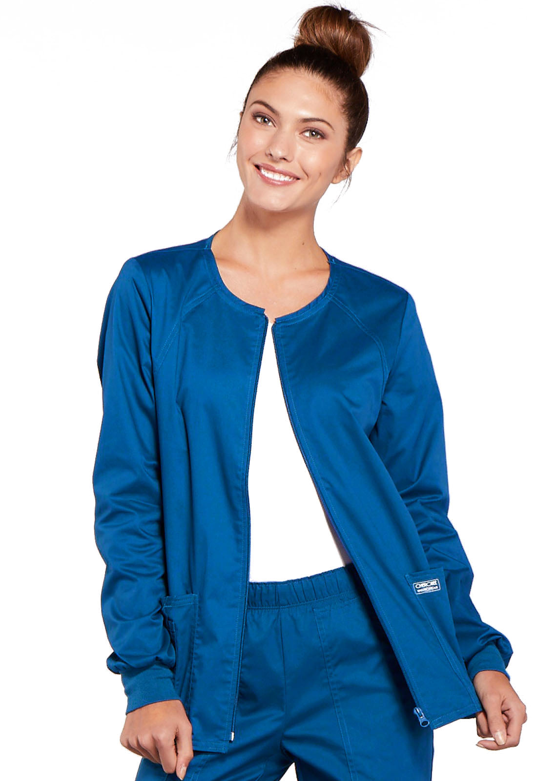 Women's 3-Pocket Zip Front Scrub Jacket