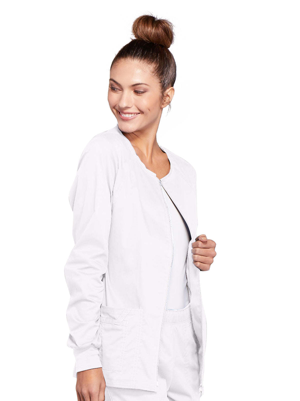 Women's 3-Pocket Zip Front Scrub Jacket