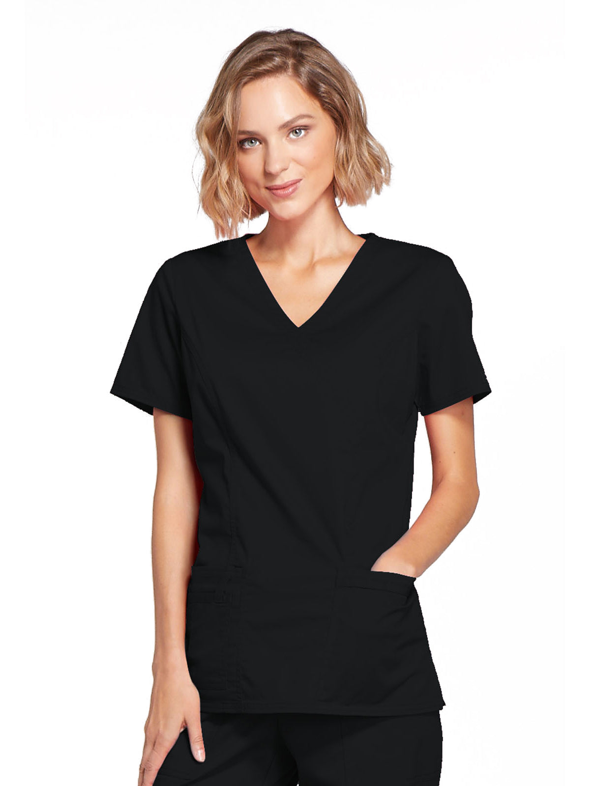 Women's 3-Pocket Mock Wrap Scrub Top