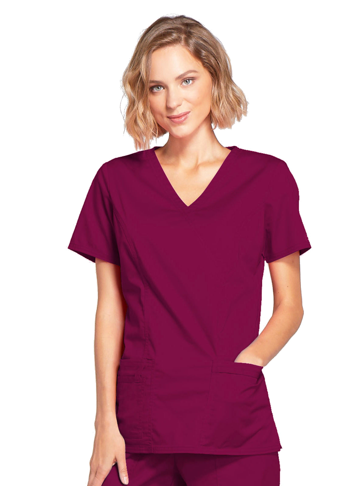 Women's 3-Pocket Mock Wrap Scrub Top