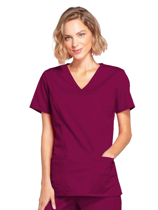 Women's 3-Pocket Mock Wrap Scrub Top