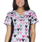 Women's V-Neck Knit Panel Print Top