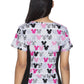 Women's V-Neck Knit Panel Print Top