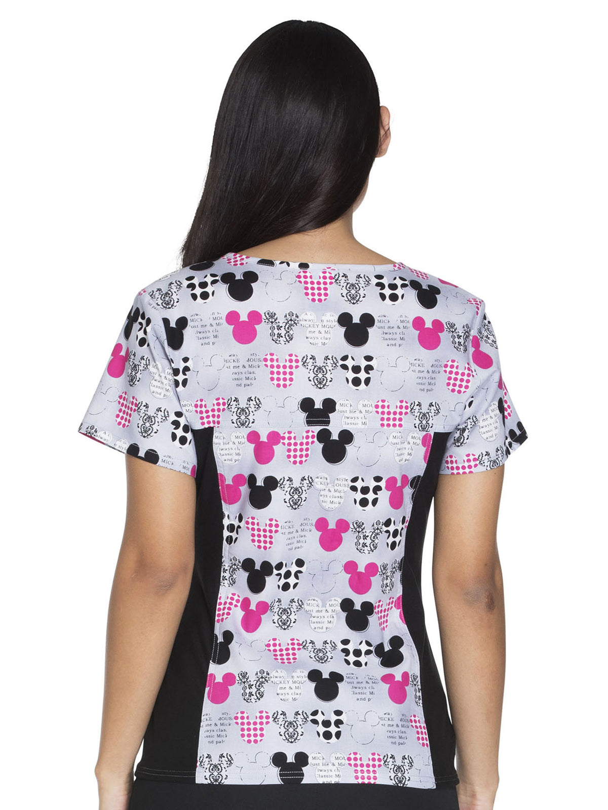 Women's V-Neck Knit Panel Print Top