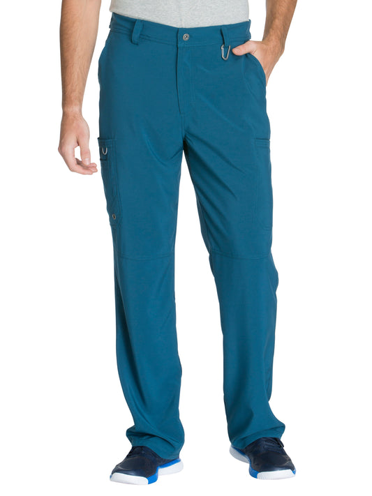 Men's Zip Fly Button Closure Tapered Leg Pant