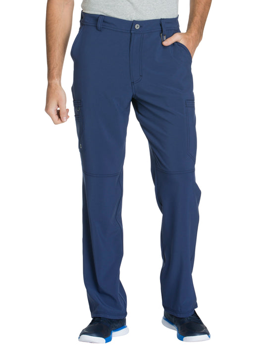 Men's Zip Fly Button Closure Tapered Leg Pant