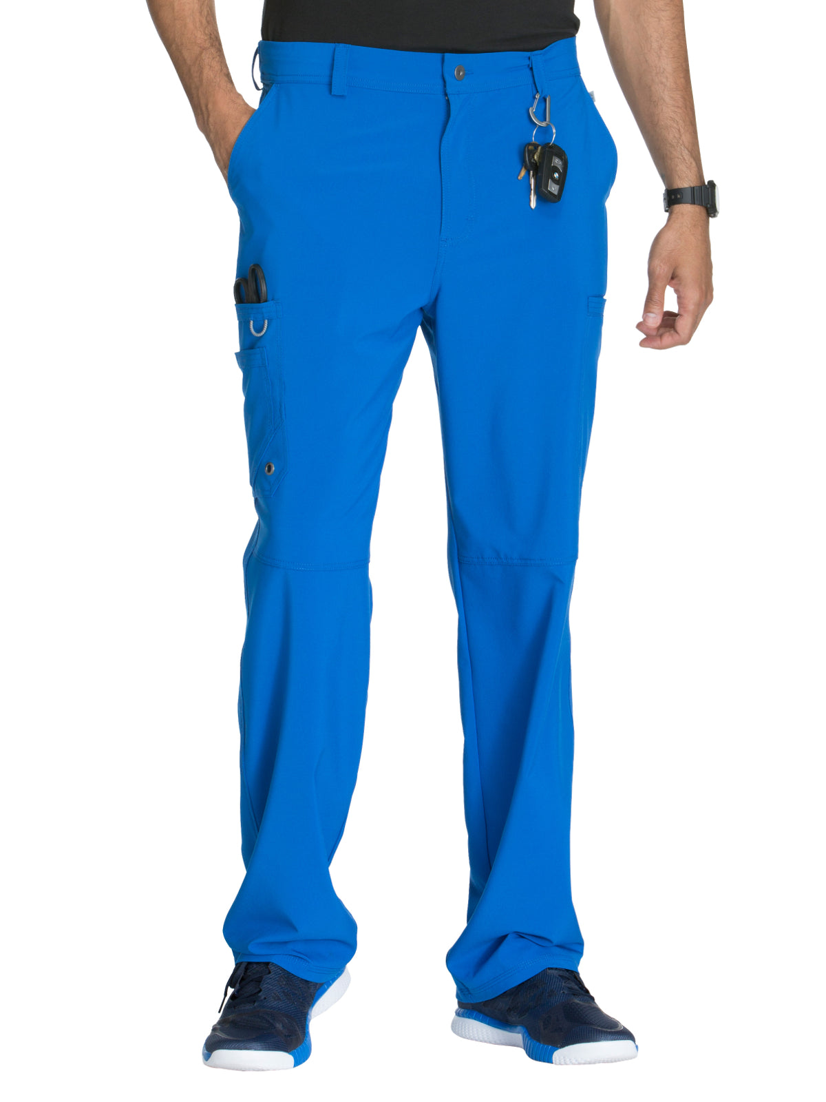 Men's Zip Fly Button Closure Tapered Leg Pant