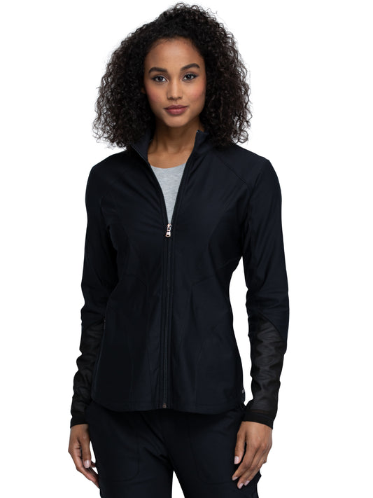 Women's Mock Neck Zip Front Scrub Jacket