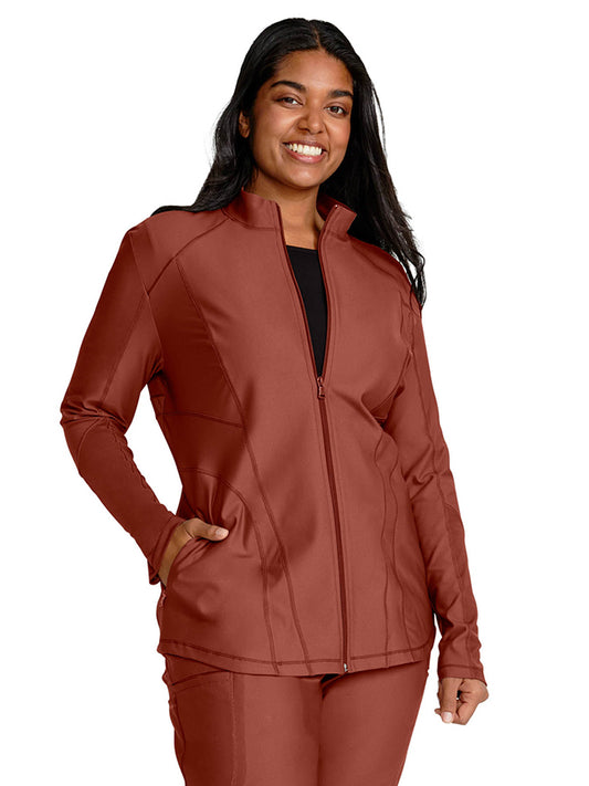 Women's Mock Neck Zip Front Scrub Jacket