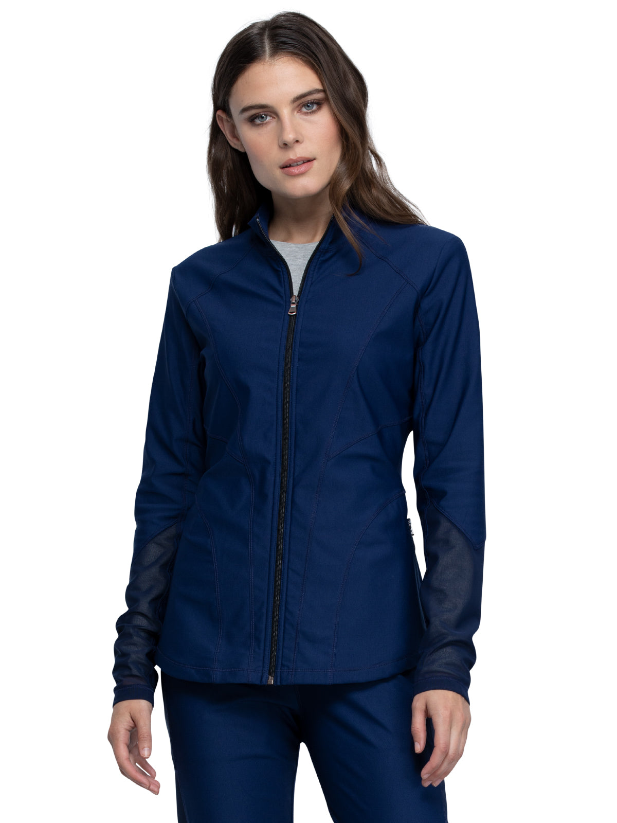 Women's Mock Neck Zip Front Scrub Jacket