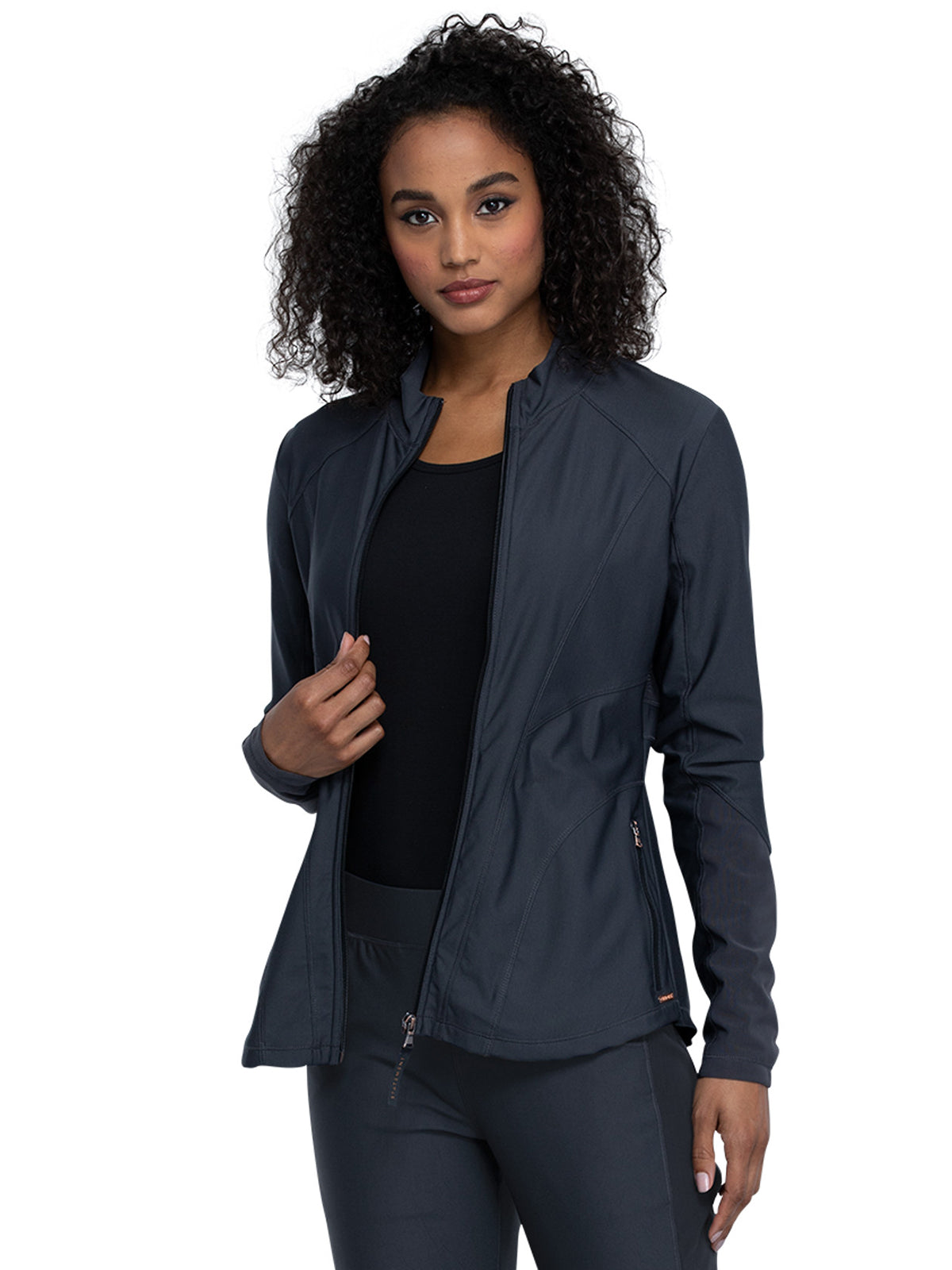 Women's Mock Neck Zip Front Scrub Jacket