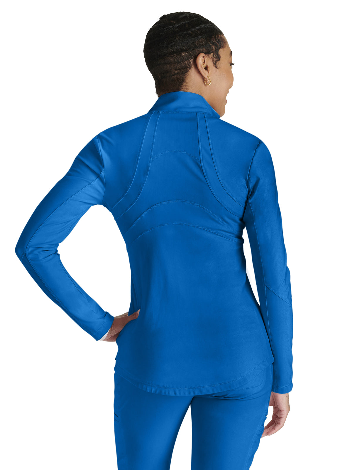 Women's Mock Neck Zip Front Scrub Jacket