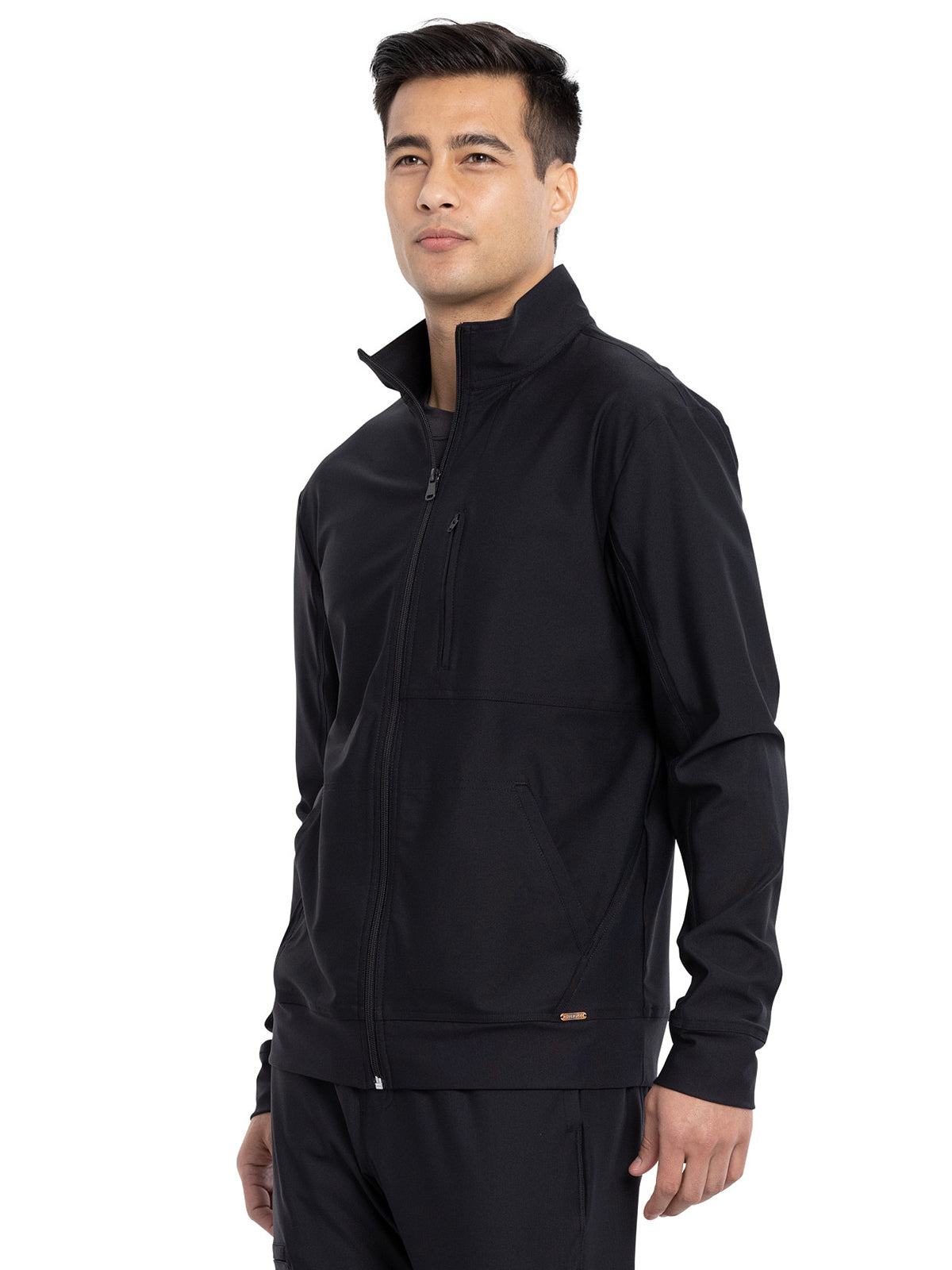 Men's Stand Up Collar Zip Front Scrub Jacket