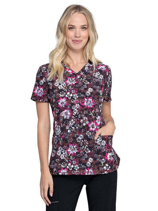 Women's V-Neck Print Top