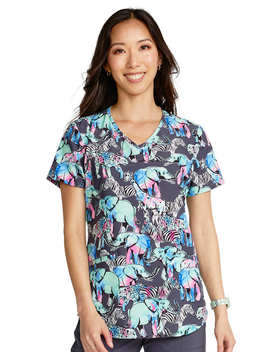 Women's V-Neck Print Top