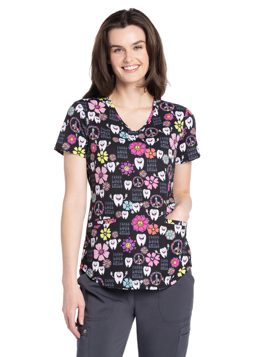 Women's V-Neck Print Top