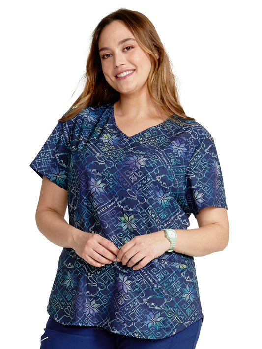 Women's V-Neck Print Top