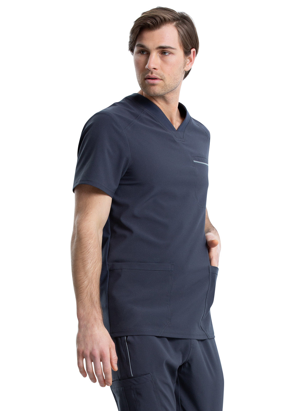 Men's Four-Pocket V-Neck Scrub Top